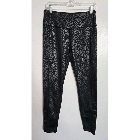 CVG Pants - CVG Women's Squat Proof Leggings Sz Large Black Leopard Print Exercise Pants